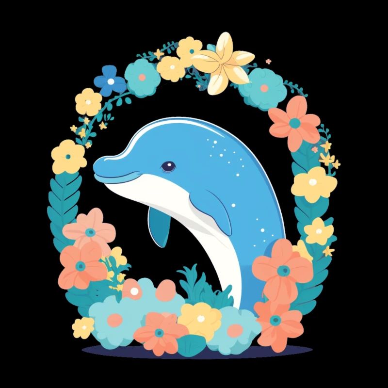Charmant dauphin dans la mer de fleurs 1