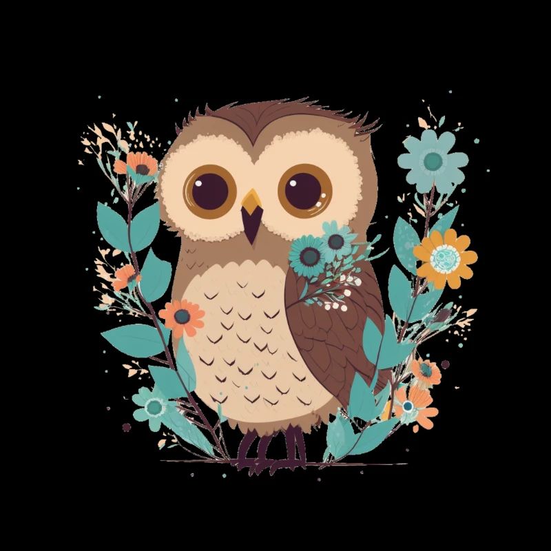 Mignon hibou dans la forêt de fleurs 4