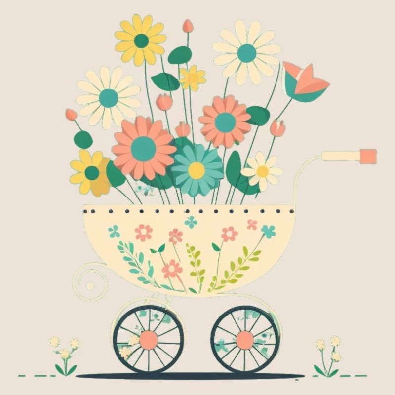Blumiger Kinderwagen 2
