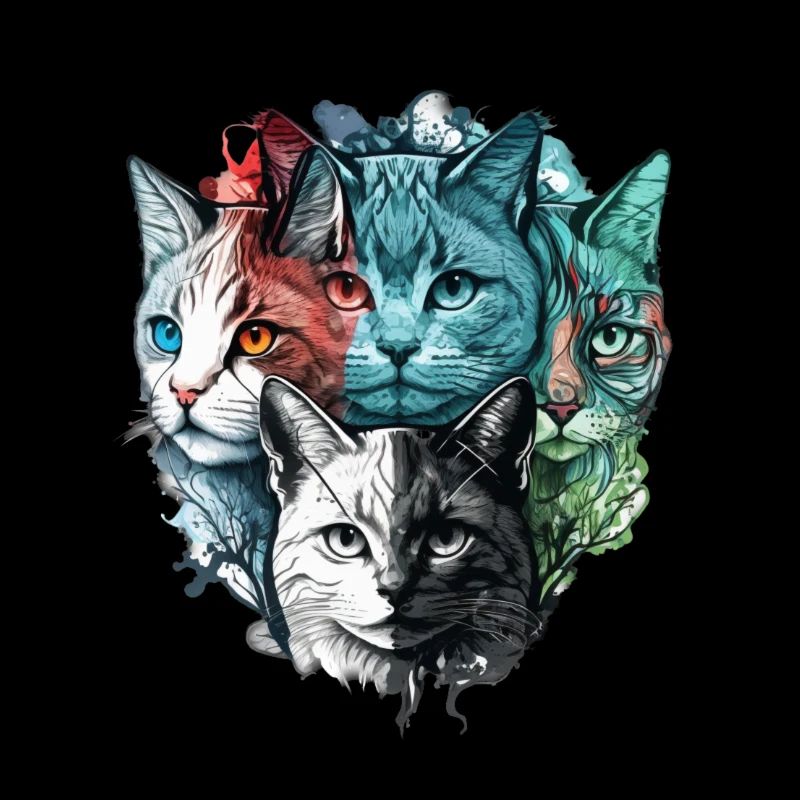 Bunte Katzengesichter