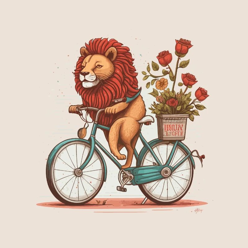 Lion à vélo