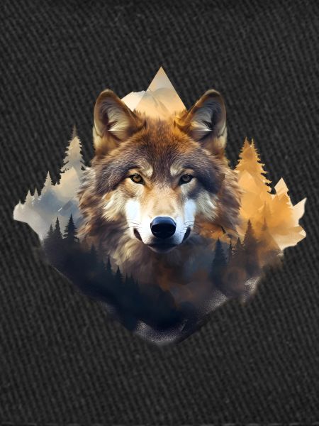 Wolf with mountains