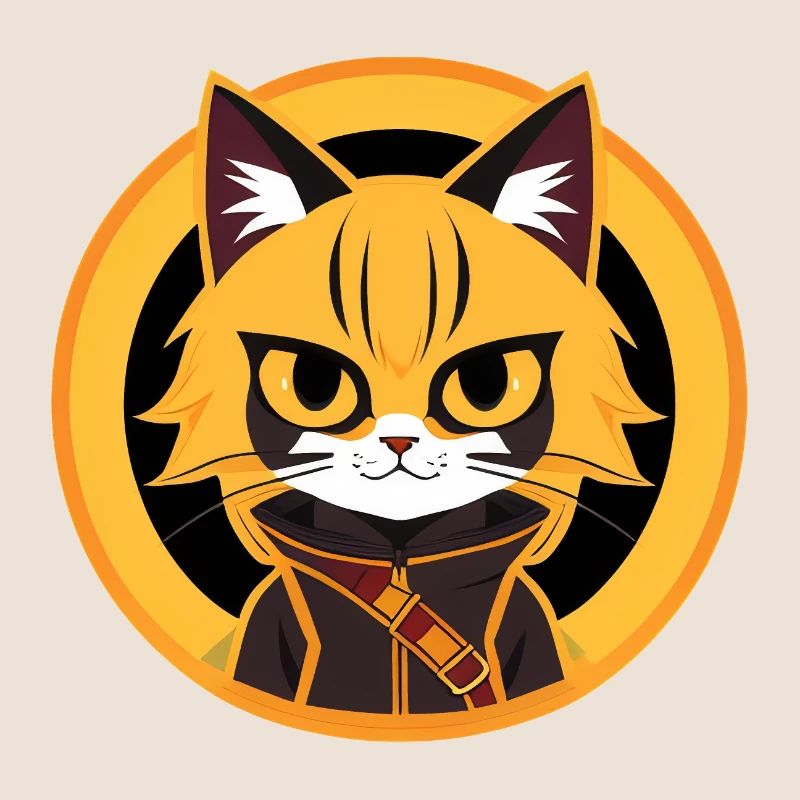 Dessin de chat d’anime orange et jaune