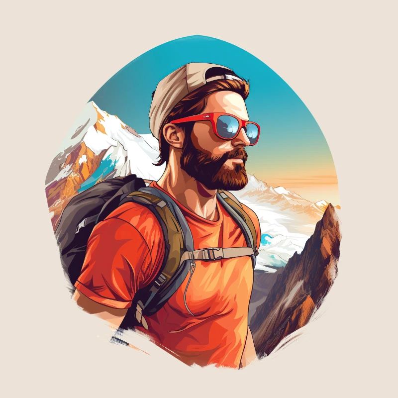 Bergsteiger vintage illustration klettern Mann