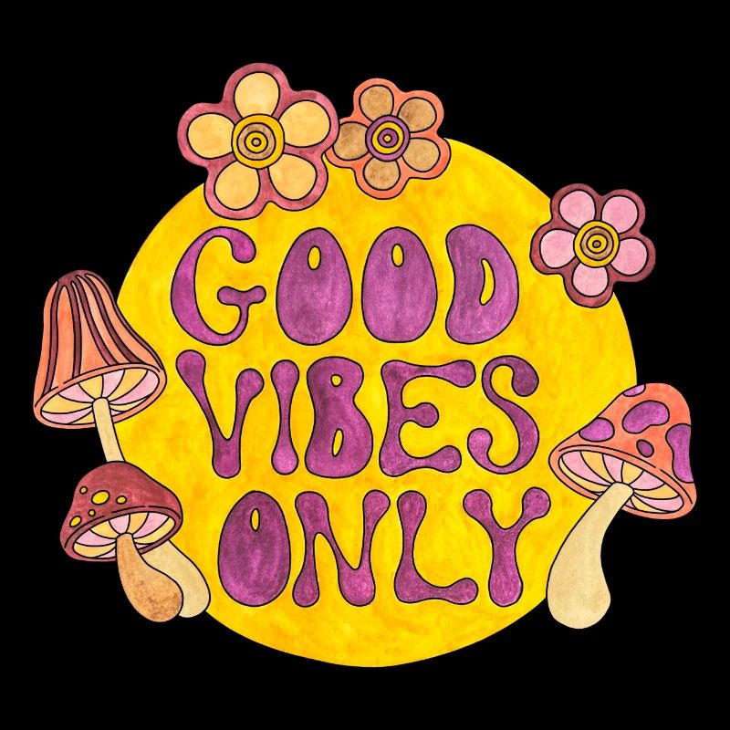 Good Vibes Only 70s Funky Groovy Flower Power 60E