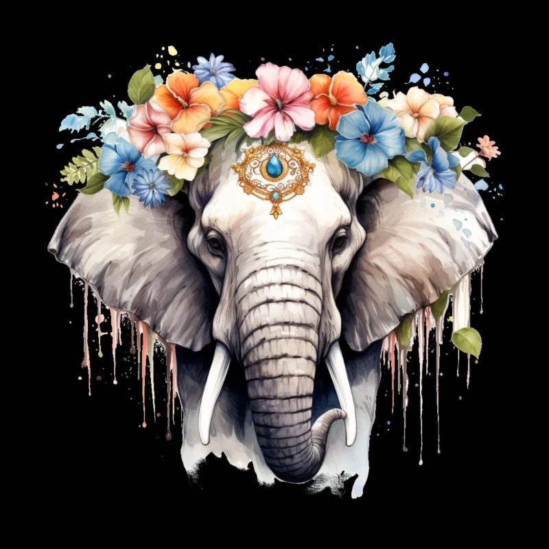éléphant fleuri