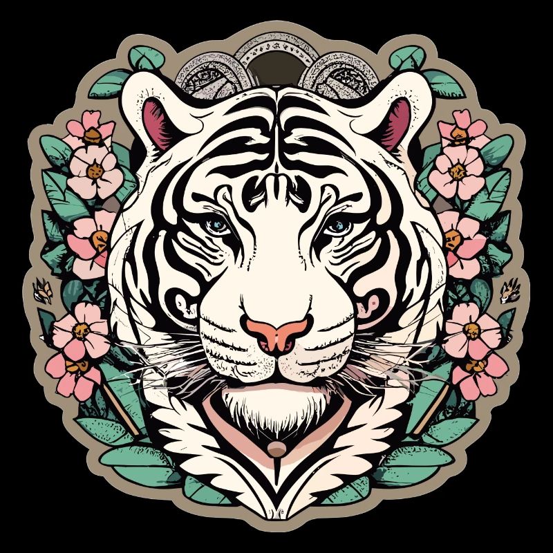Tiger with Japanese Cherry Blossoms Blossoms Gift