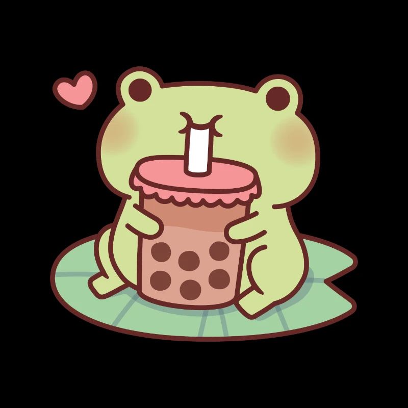 Cute Frog Loves Drinking Bubble Tea