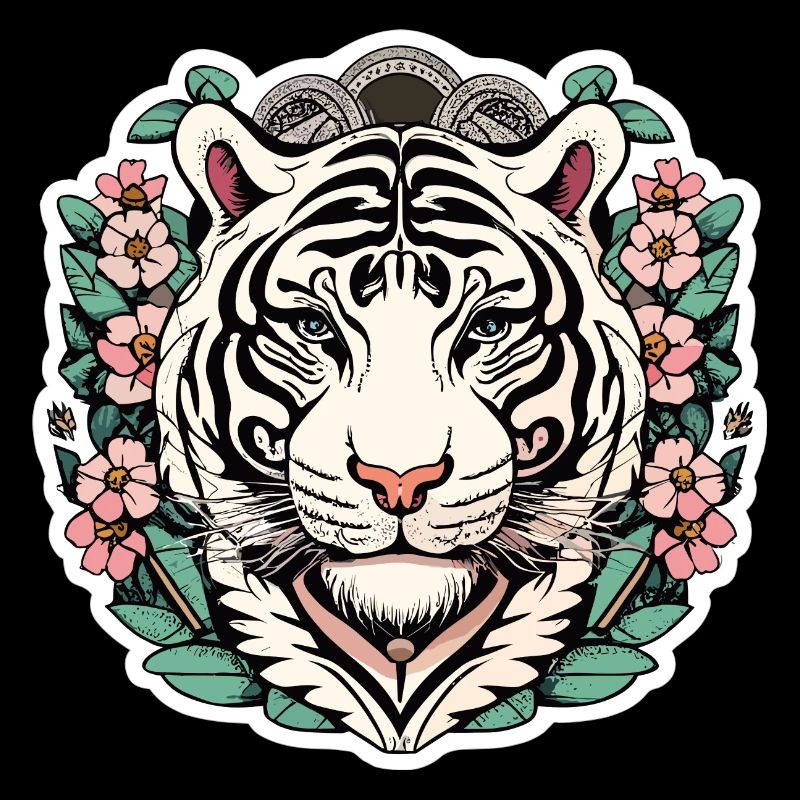 Tiger with Japanese Cherry Blossoms Blossoms Gift
