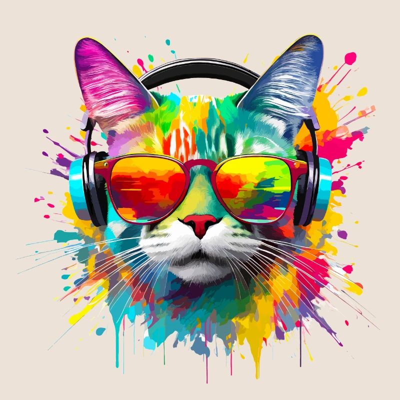 Chat couleur look Hipster