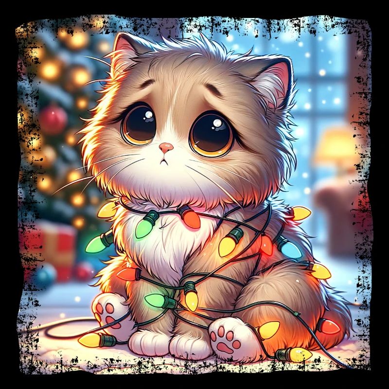 Cute Christmas Cat Clumsy Tangled