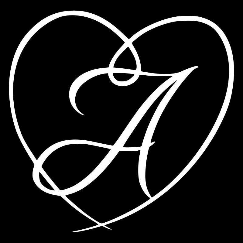 Lettre A coeur de calligraphie