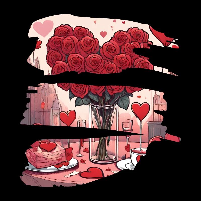 Romantic Dinner Red Love Hearts