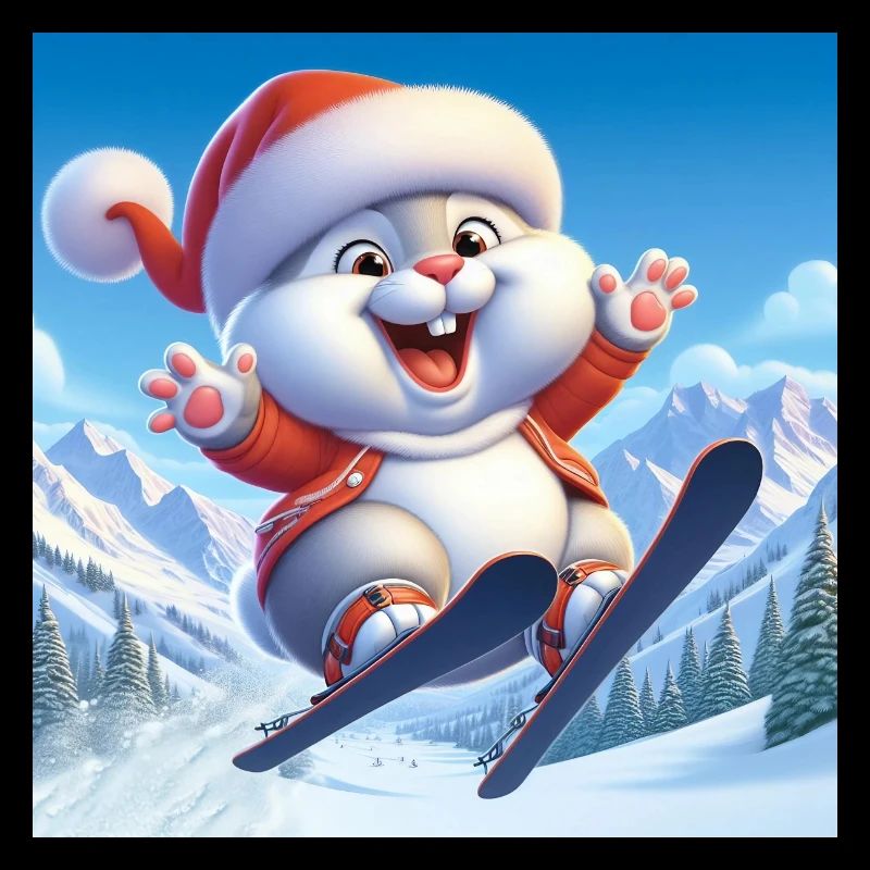 Lapin Saut Ski Noël