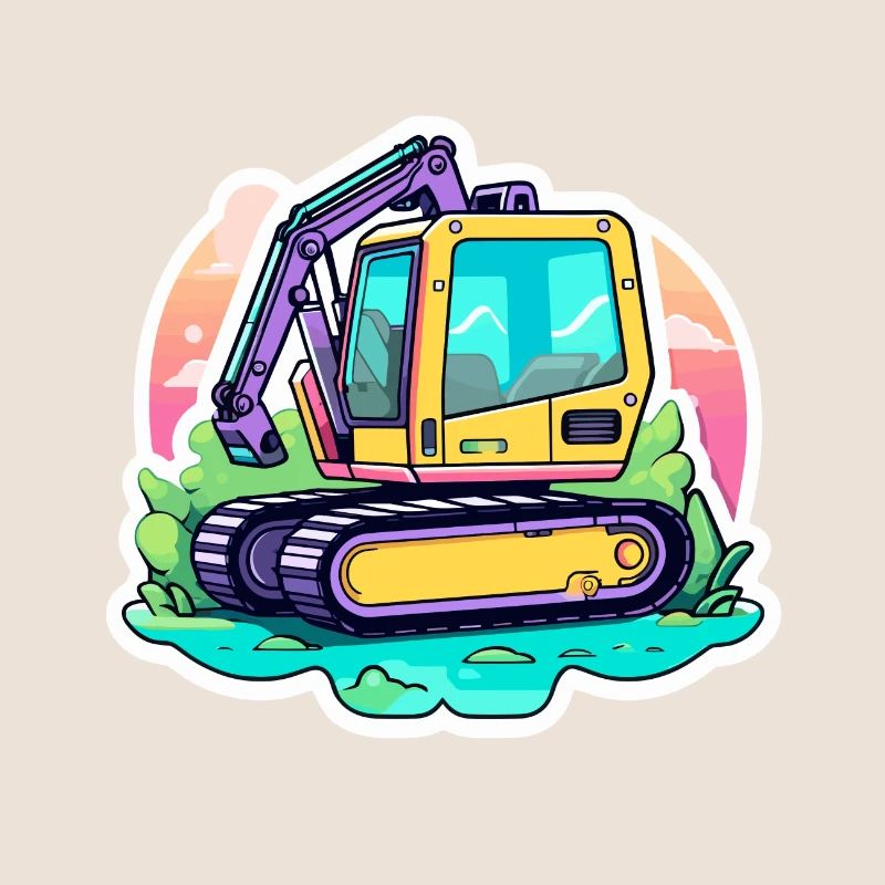 Bagger Baustelle Zeichnung