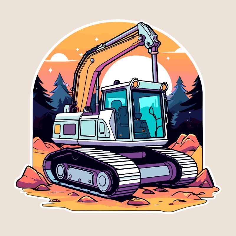 Excavator Construction Site Drawing