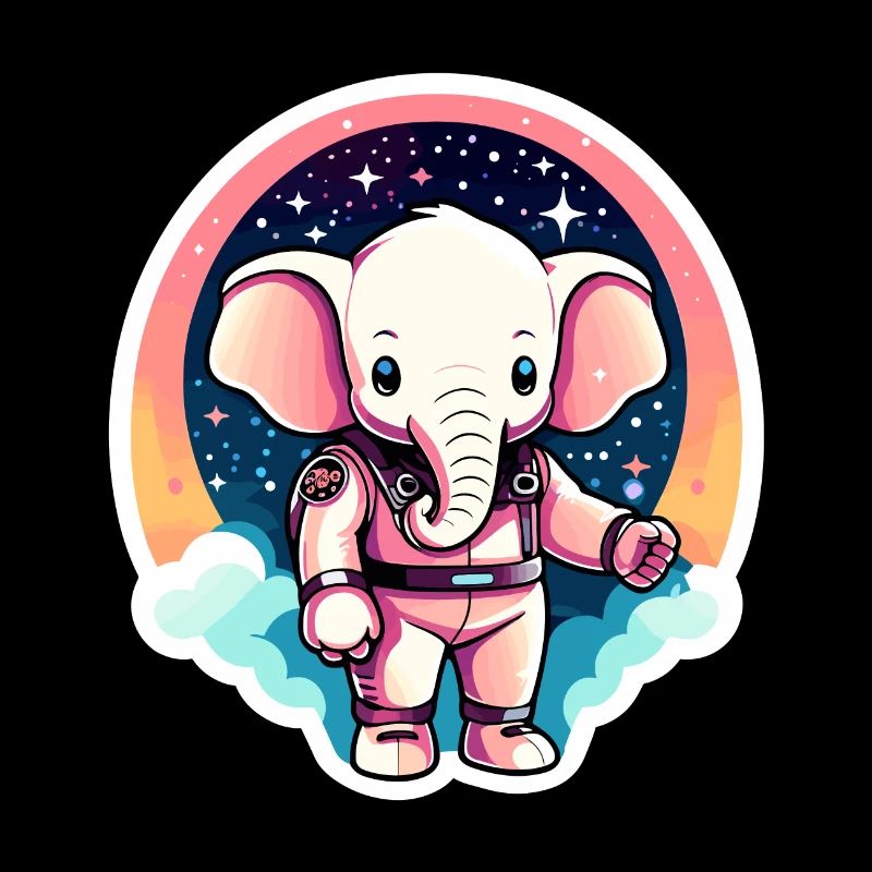 Elephant Astronaut Illustration