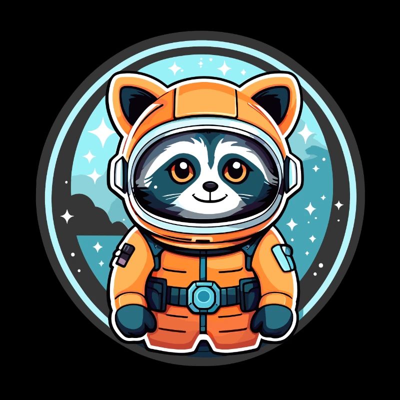 Raccoon Astronaut Illustration