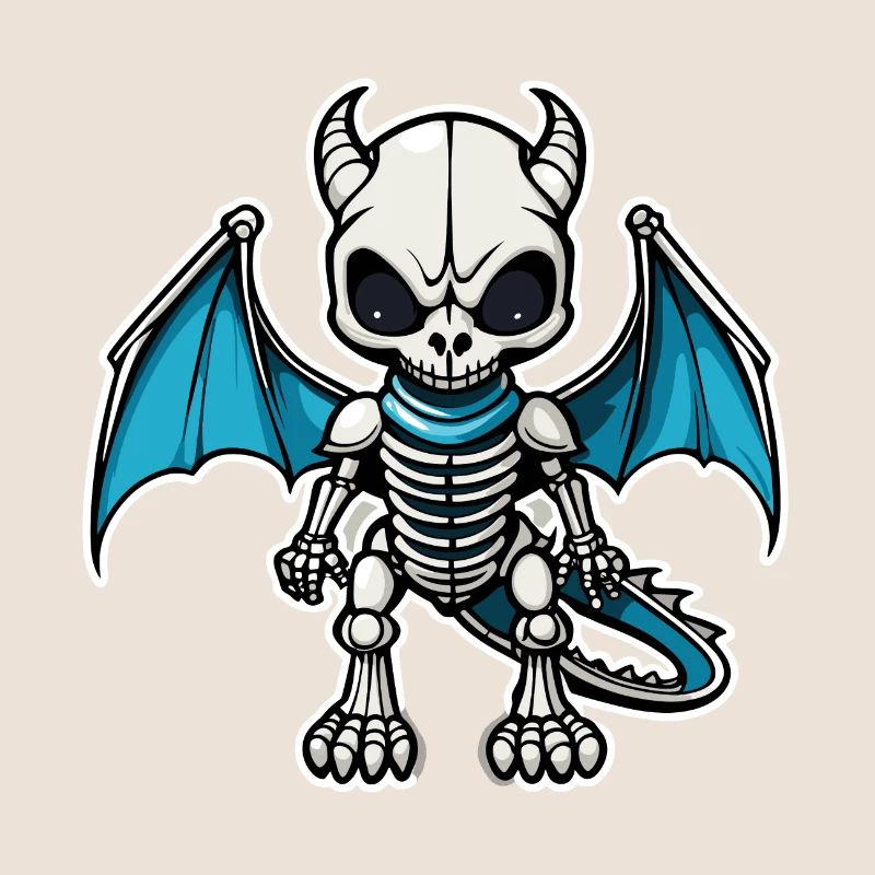 Cute Dragon Skeleton Illustration