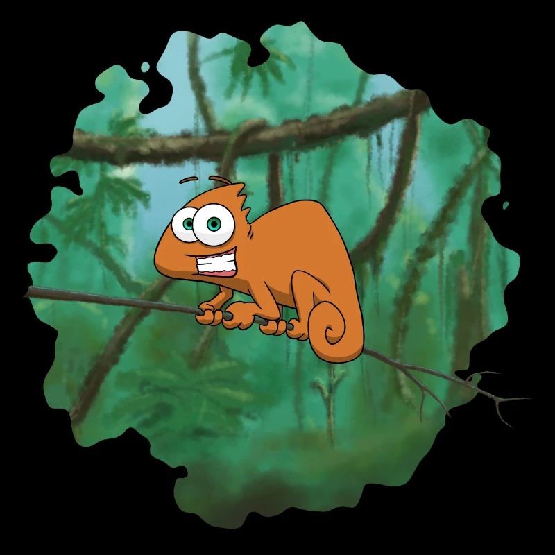 Caméléon de dessin animé orange
