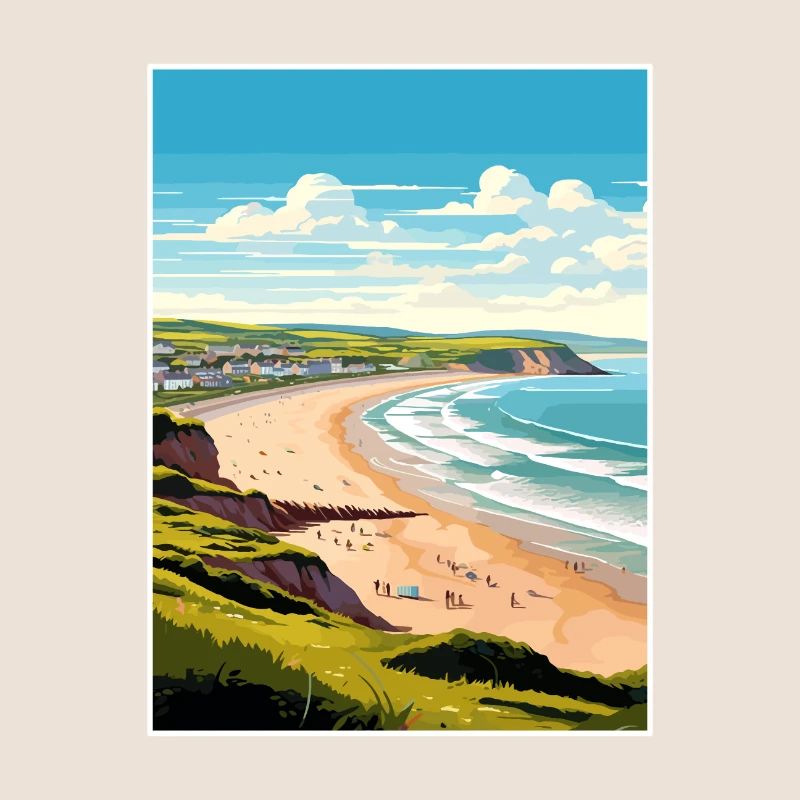 Woolacombe Devon Vintage voyage affiche Souvenir
