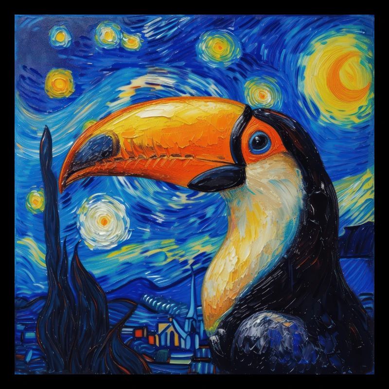 Toucan, Oiseau, Van Gogh, Nuit étoilée