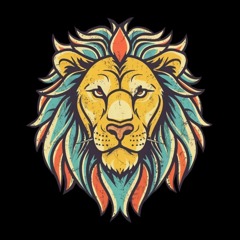 Tête de lion colorée