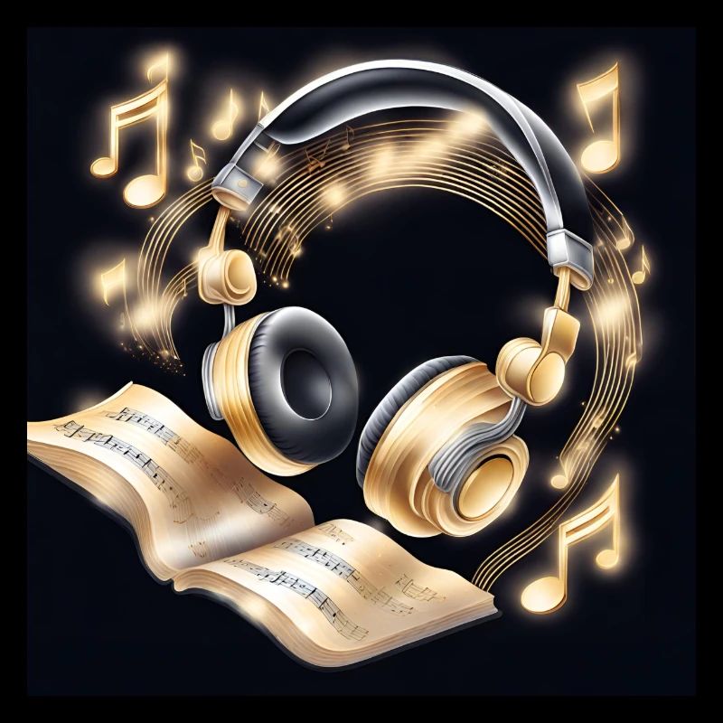 Casque audio doré musique