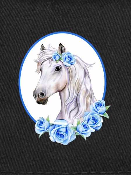 Cheval Blanc Romantique - Roses Bleu Clair