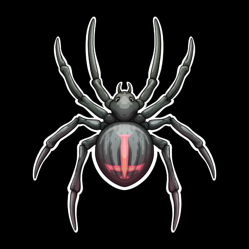 Dunkle Spinne mit rosa Markierungen