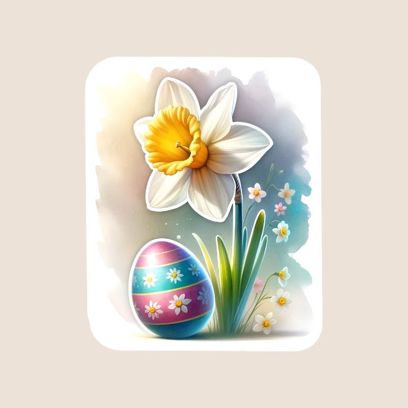 A Beautiful Daffodil With an Easter Egg