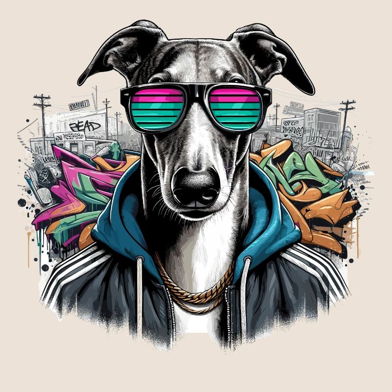 Windhund Hund Sonnenbrille Graffiti Geschenk