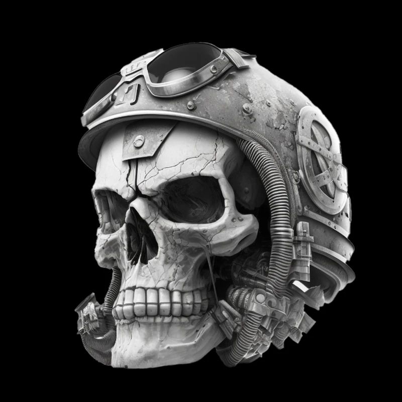 Skull with helmet