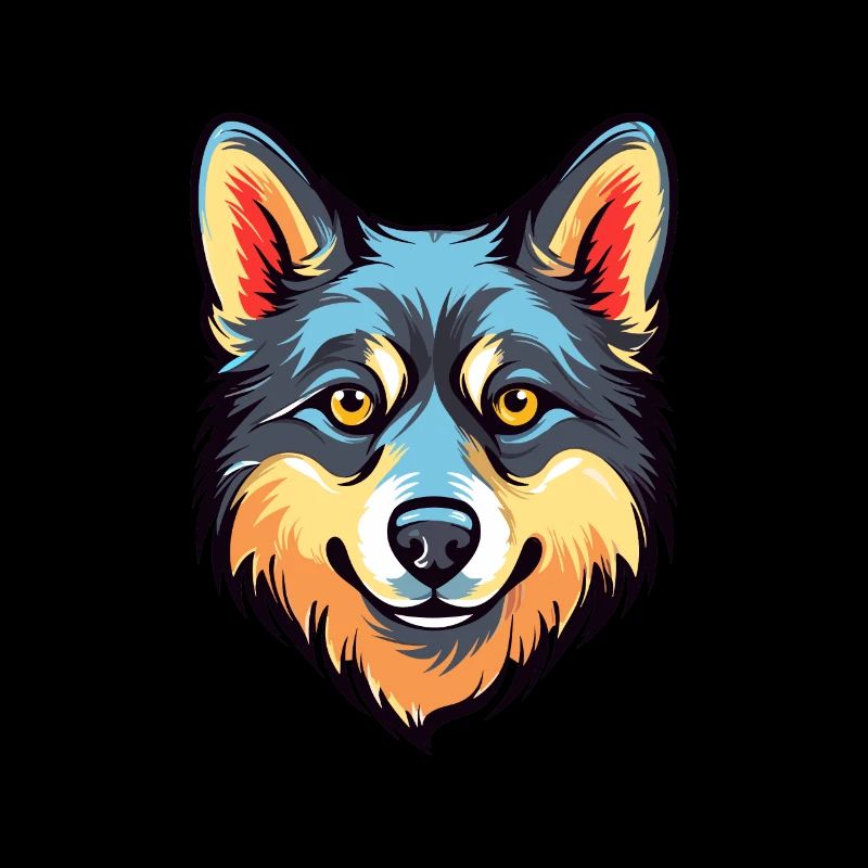 Alaskan Klee Kai Hunderasse Aquarell Karikatur Kawa