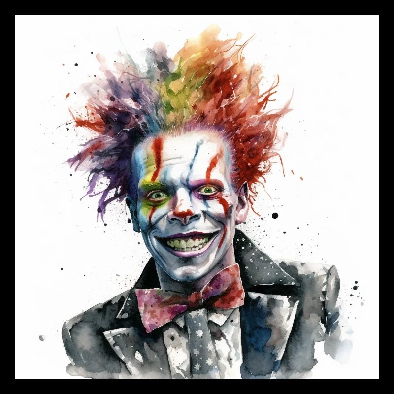 Clown Rieur, Aquarelle