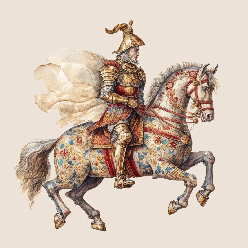 Chevalier à cheval, Moyen Âge