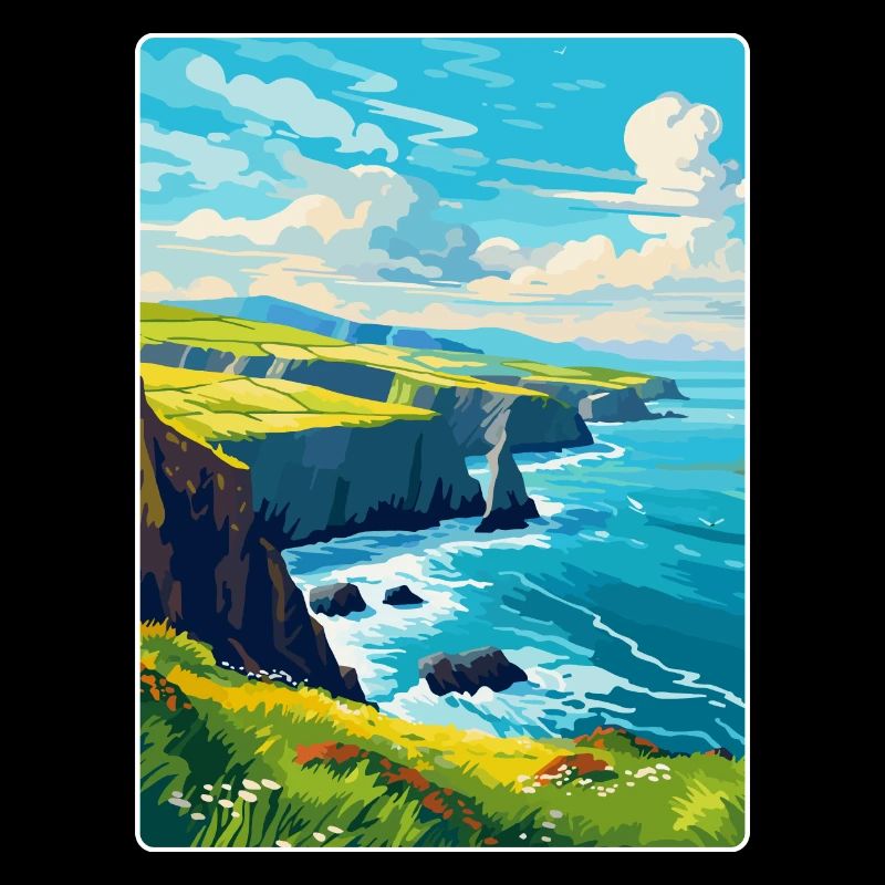 Péninsule de Dingle Irlande Royaume-Uni Affiche de voyage vintage