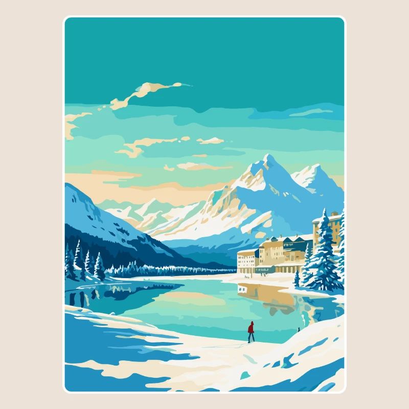 St Moritz Suisse Affiche de voyage vintage WPA