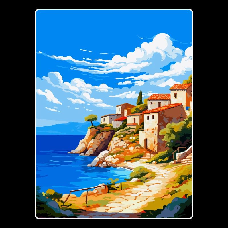 Péninsule de Mani Grèce Affiche de voyage vintage WPA