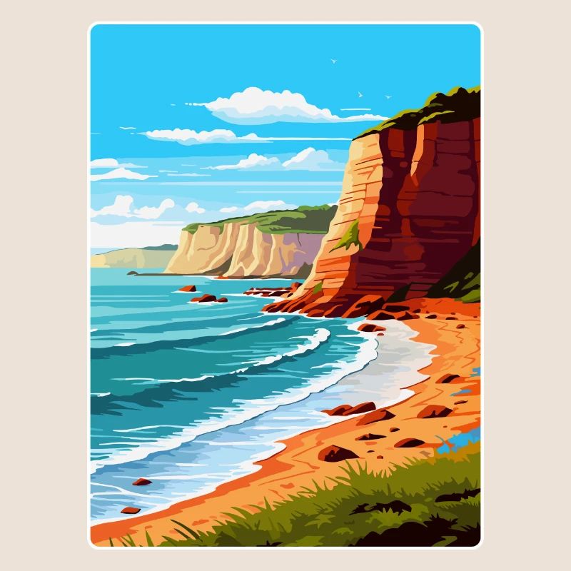 Affiche de voyage vintage Torquay Cliffs Angleterre Royaume-Uni