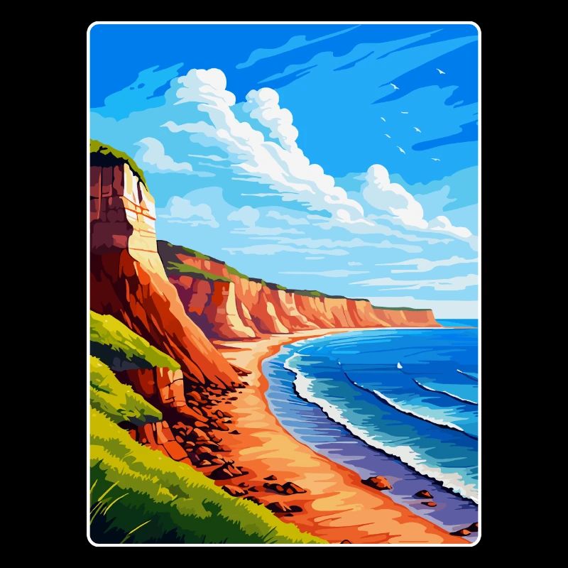 Affiche de voyage vintage Torquay Cliffs Angleterre Royaume-Uni