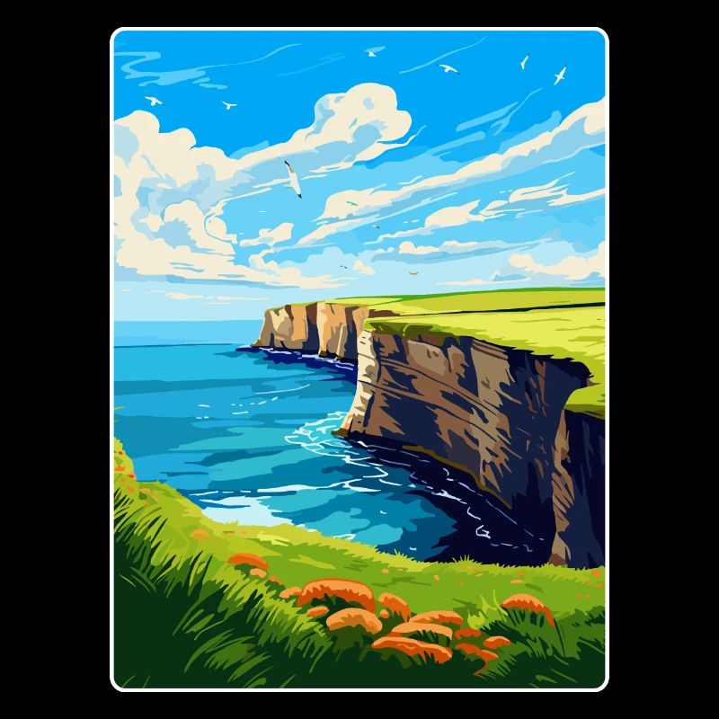 Bempton Cliffs Angleterre Royaume-Uni Affiche de voyage vintage