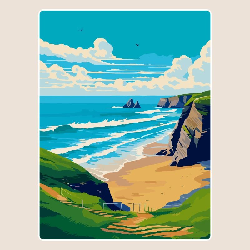 Bedruthan Steps Cornwall England Uk Reiseplakat