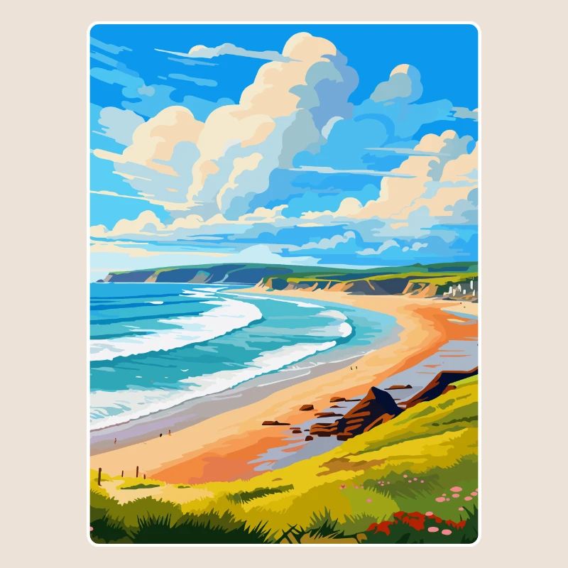 Woolacombe Devon Affiche de voyage vintage souvenir