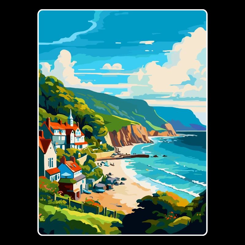 Lynton Lynmouthdevon Travel Poster Souvenir WPA