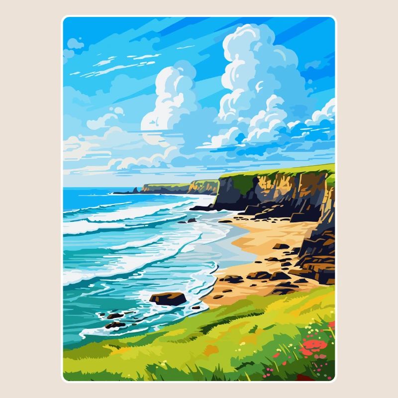 Bude, Cornouailles, Angleterre, Royaume-Uni, Affiche de voyage, Souvenir