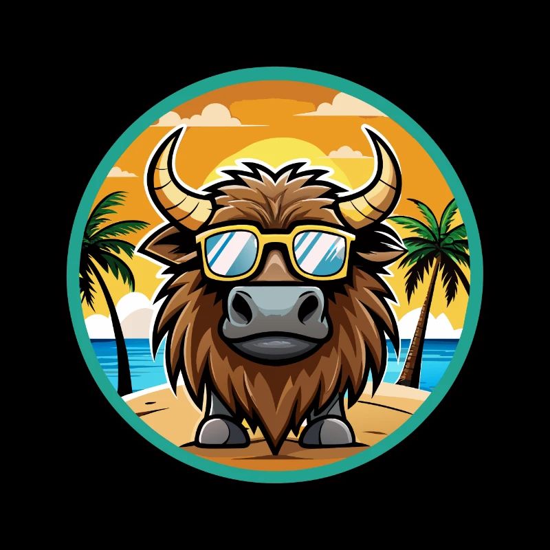 Bison Drôle Dessin Animé Plage Été Lunettes De Soleil Cool