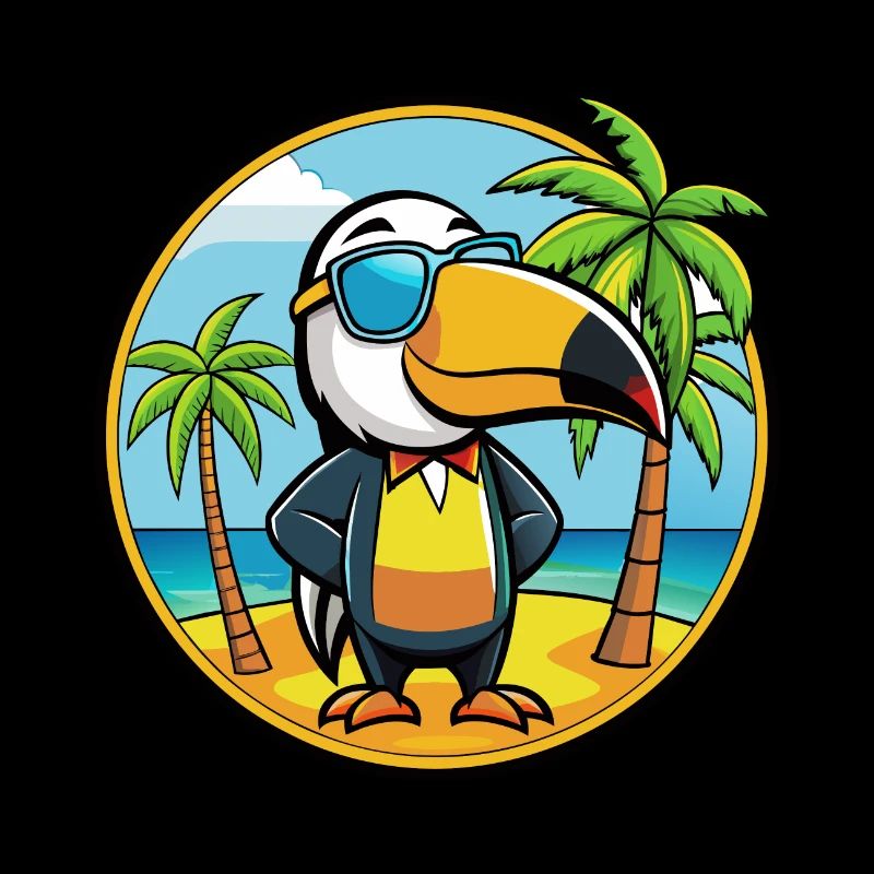 Toucan Funny Cartoon Lunettes de soleil de plage d’été cool