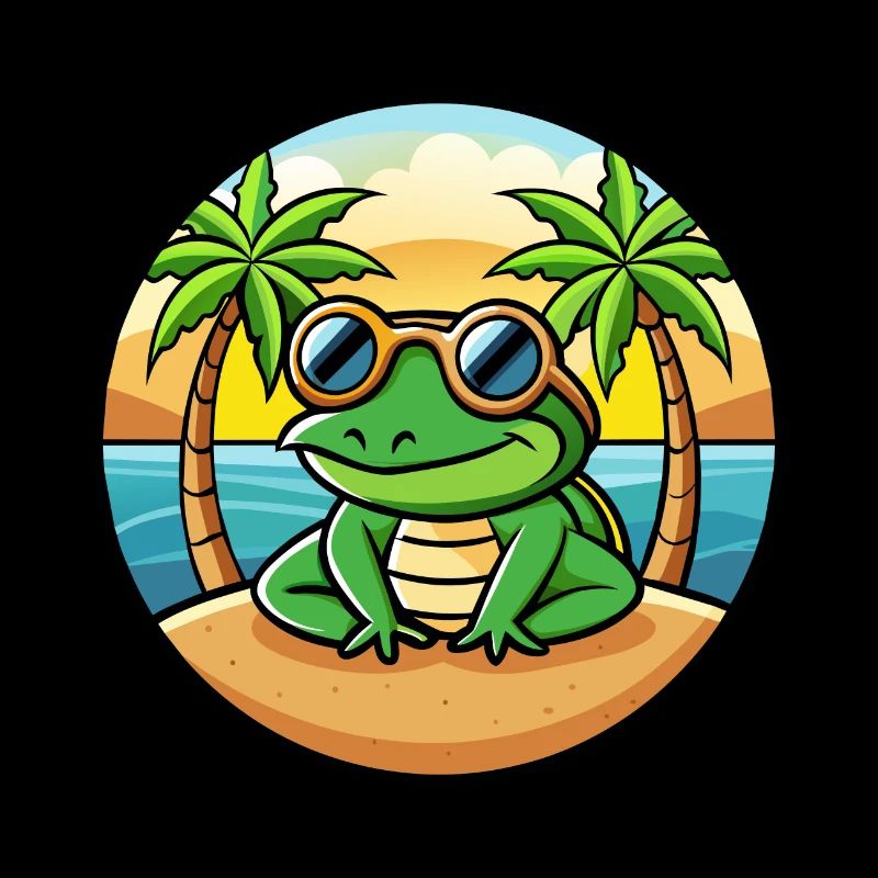 Frog Funny Cartoon Summer Beach Sunglasses Sticker