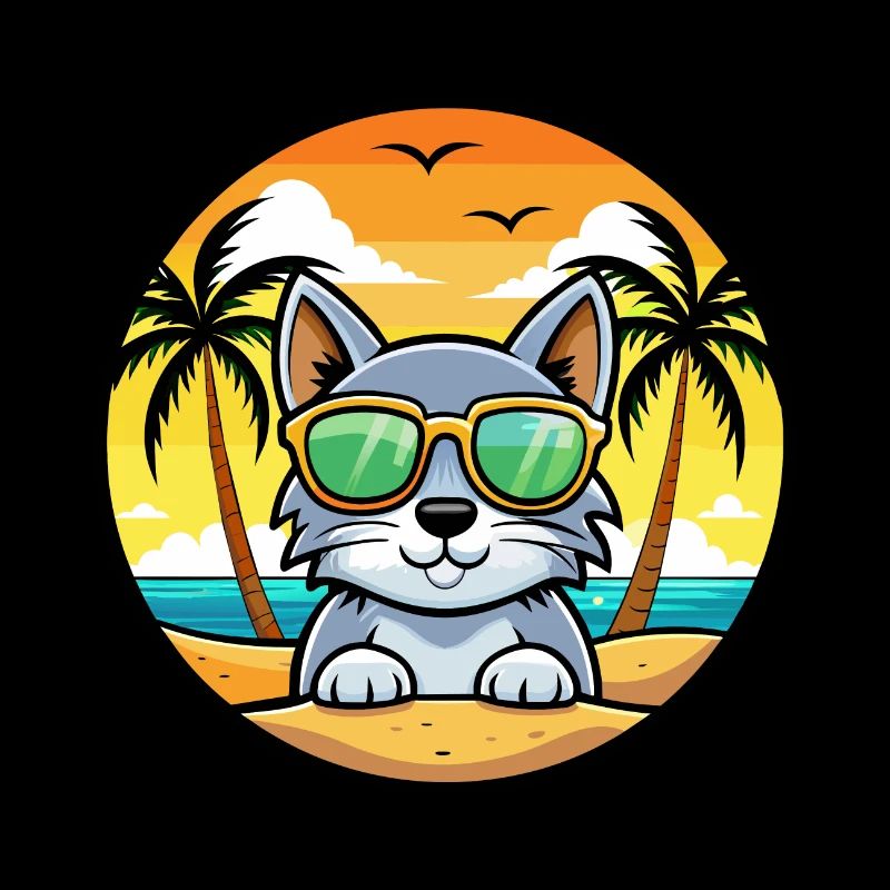 Lunettes de soleil australiennes Mist Cat Breed Cartoon Beach